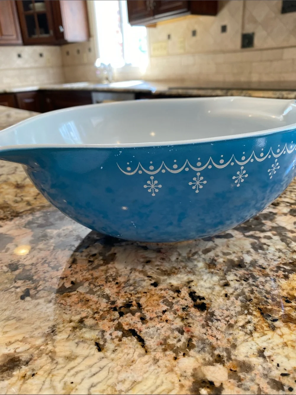 Pyrex Snowflake Cinderella Blue Garland Nesting/ Set Of 4 Mixing Bowls~MCM